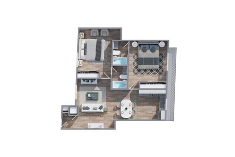 Floor plan for 2 beds, 2 baths